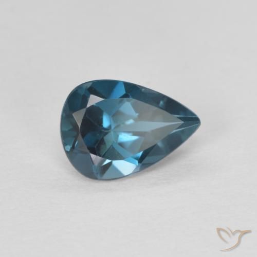 0.75 ct Blue Topaz Stone, Natural Topaz in Pear Facet Shape for Sale