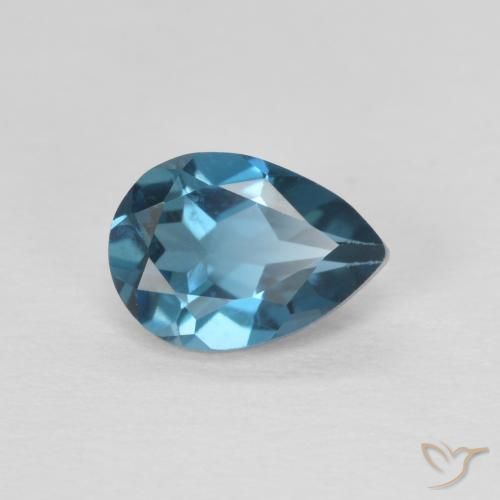 0.88 ct Blue Topaz Stone, Natural Topaz in Pear Facet Shape for Sale