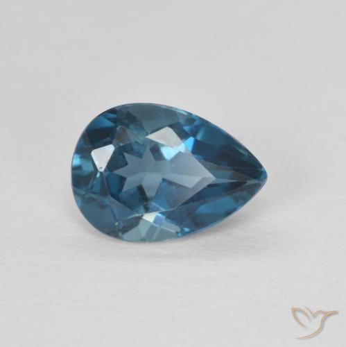 0.85 ct Blue Topaz Stone, Natural Topaz in Pear Facet Shape for Sale