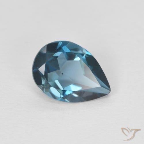 0.85 ct Blue Topaz Stone, Natural Topaz in Pear Facet Shape for Sale