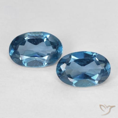 0.98 ct Loose London Blue Topaz, 6 x 4 mm Oval Cut From Brazil, Photo A