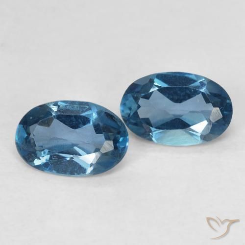 0.98 ctw Blue Topaz Stones, Natural Topaz in Oval Facet Shape for Sale