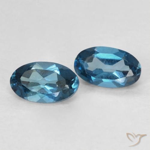 0.64 ctw Blue Topaz Stones, Natural Topaz in Oval Facet Shape for Sale