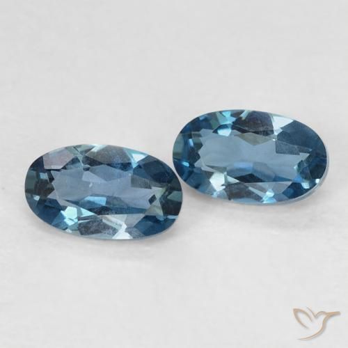 0.59 ctw Blue Topaz Stones, Natural Topaz in Oval Facet Shape for Sale