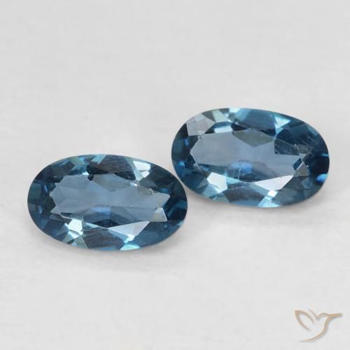 0.58 ctw Blue Topaz Stones, Natural Topaz in Oval Facet Shape for Sale