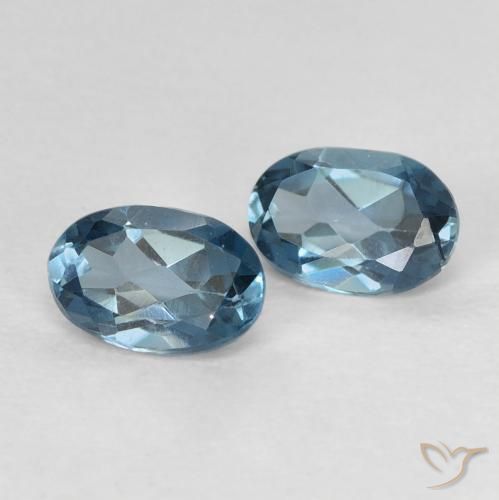 1.08 ctw Blue Topaz Stones, Natural Topaz in Oval Facet Shape for Sale