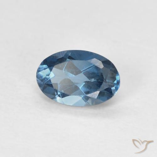 0.62 ct Blue Topaz Stone, Natural Topaz in Oval Facet Shape for Sale