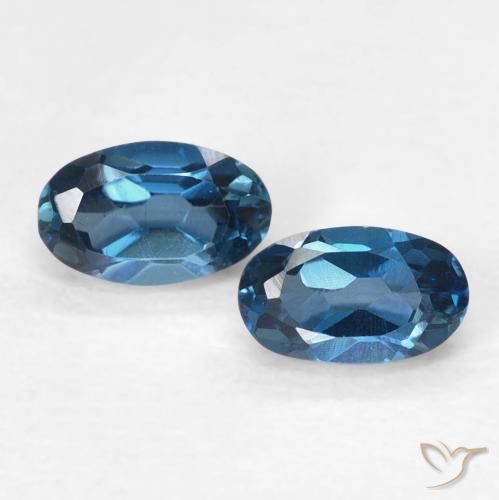 0.73 ct Loose London Blue Topaz, 5.2 x 3.2 mm Oval Cut From Brazil, Photo A