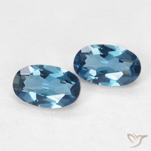 0.61 ctw Blue Topaz Stones, Natural Topaz in Oval Facet Shape for Sale