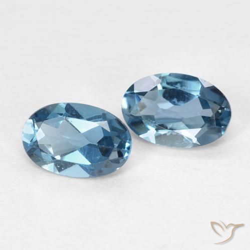 0.99 ctw Blue Topaz Stones, Natural Topaz in Oval Facet Shape for Sale