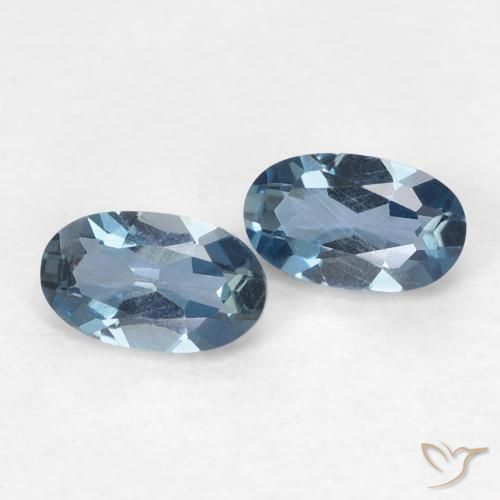 0.58 ctw Blue Topaz Stones, Natural Topaz in Oval Facet Shape for Sale