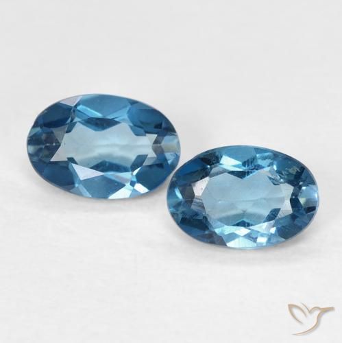 1.05 ct Loose London Blue Topaz, 6.2 x 4.2 mm Oval Cut From Brazil, Photo A