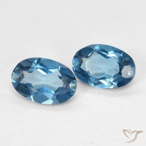 1.05 ctw Blue Topaz Stones, Natural Topaz in Oval Facet Shape for Sale