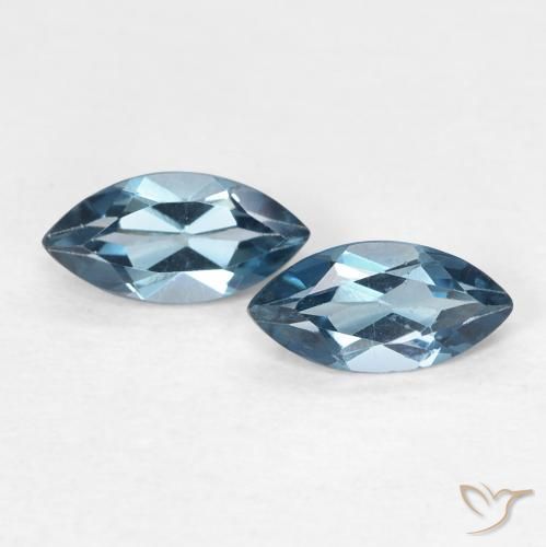 0.87 ct Loose London Blue Topaz, 7.1 x 3.5 mm Marquise Cut From Brazil, Photo A