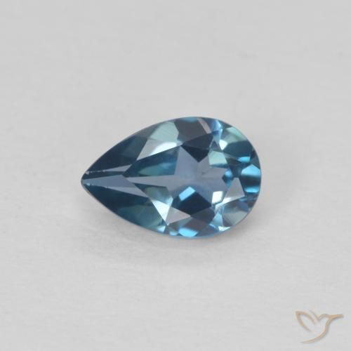 0.55 ct Blue Topaz Gemstone, Topaz Gem in Pear Facet Shape for Sale.