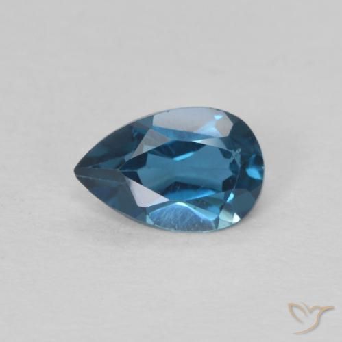 6,3 x 4,1mm blauer Topas im Birnen Schliff aus Brasilien, Gewicht 0,5 ct, Garantiert echter Edelstein in VVS-VS Reinheit, 1 Stück Topas - die Farbe ist London Blau, Mohs-Härte von 8 Geeignet für den täglichen Gebrauch im Schmuck, Der Goldener Stein, Photo A