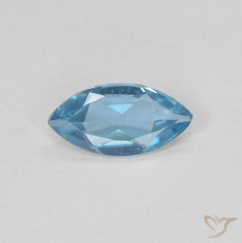 0,45 ct marquise schliff blauer Topas aus Brasilien, Größe 7,7 x 3,9mm, Garantiert natürlicher Edelstein, VVS-VS Reinheit, 1 Stück Topas in Swiss Blue Farbe, Mohs-Härte von 8 Geeignet für den täglichen Gebrauch im Schmuck, Jahr des Pferdes-Edelstein, Photo A
