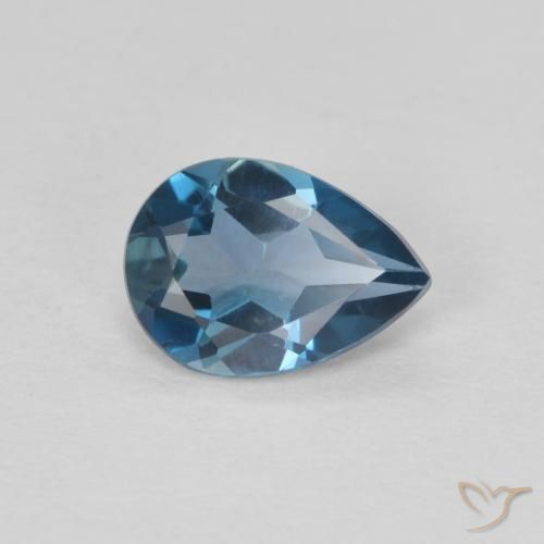0.75 ct Blue Topaz Stone, Natural Topaz in Pear Facet Shape for Sale