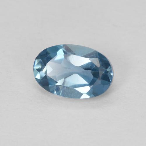 0.57 ct Blue Topaz Stone, Natural Topaz in Oval Facet Shape for Sale