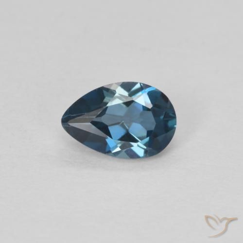 Topaze Poire en damier des États-Unis 0,52 ct, dimension 6,1 x 4,1mm, pureté vvs-vs, pierre gemme naturelle Irradié, 1 pièce de topaze de couleur Bleu Londres, dureté Mohs de 8 convient aux bijoux de tous les jours, pierre de sagesse, Pierre de naissance de novembre, Photo A