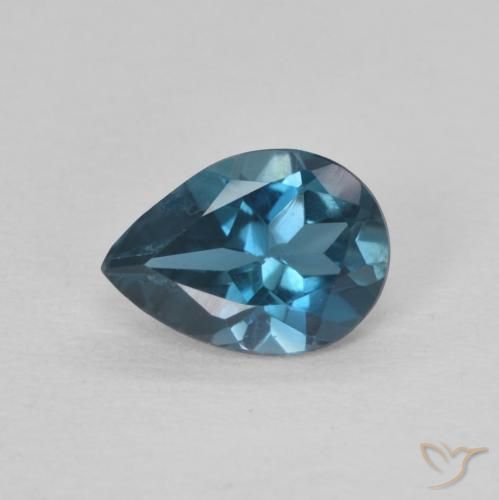 Topaze Bleu pear facet du Brésil, 7,2 x 5,2mm, poids de 0,78 ct, pierre gemme naturelle Irradié de pureté VS, 1 pièce de topaze, couleur Bleu Londres, dureté Mohs de 8 convient aux bijoux de tous les jours, pierre de sagesse, Symbolise la bonne santé, Photo A