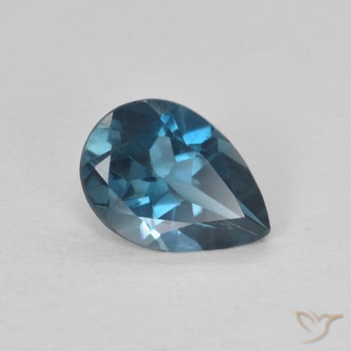 0.78 ct Blue Topaz Stone, Natural Topaz in Pear Facet Shape for Sale