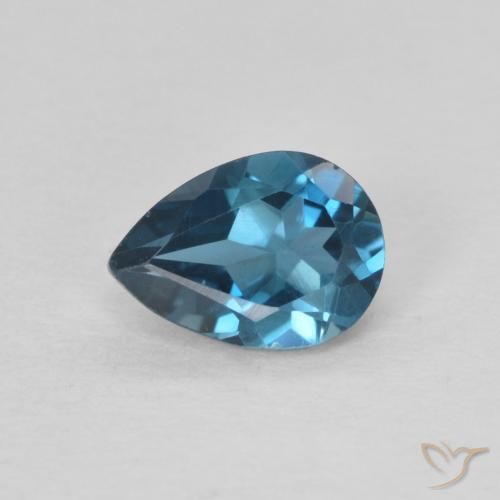 0.82ct Natural London Blue Topaz, Pear Shape, VS