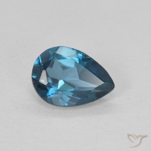 0.82 ct Blue Topaz Stone, Natural Topaz in Pear Facet Shape for Sale