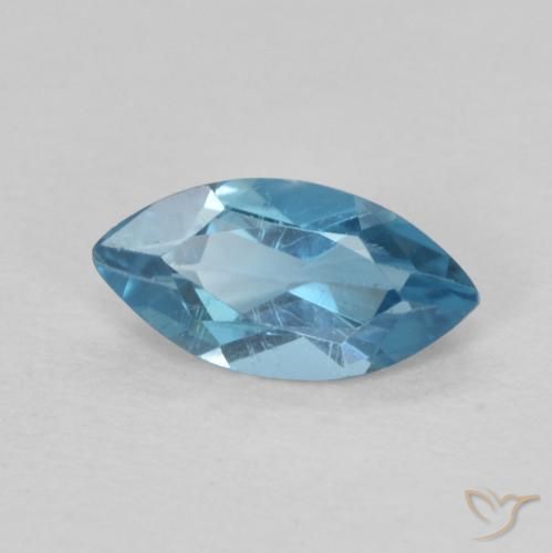 0.65 ct Blue Topaz Stone, Natural Topaz in Marquise Facet Shape for Sale