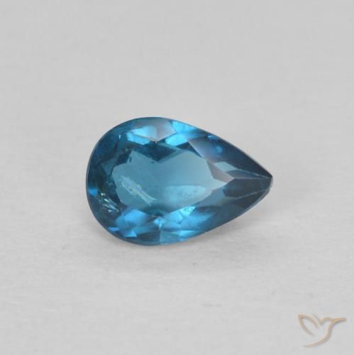 0.53 ct Blue Topaz Stone, Natural Topaz in Pear Facet Shape for Sale