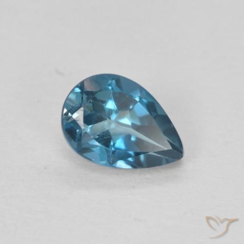 0.56 ct Blue Topaz Stone, Natural Topaz in Pear Facet Shape for Sale