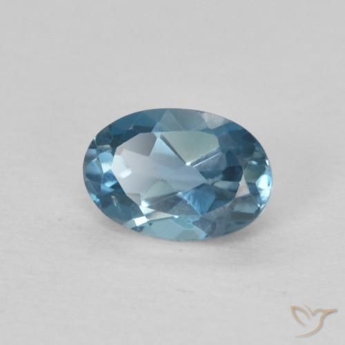 0.68 ct Blue Topaz Stone, Natural Topaz in Oval Facet Shape for Sale