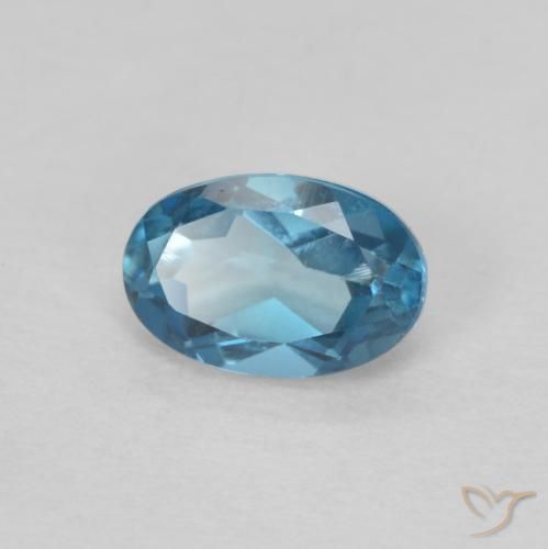 0.64 ct Blue Topaz Stone, Natural Topaz in Oval Facet Shape for Sale