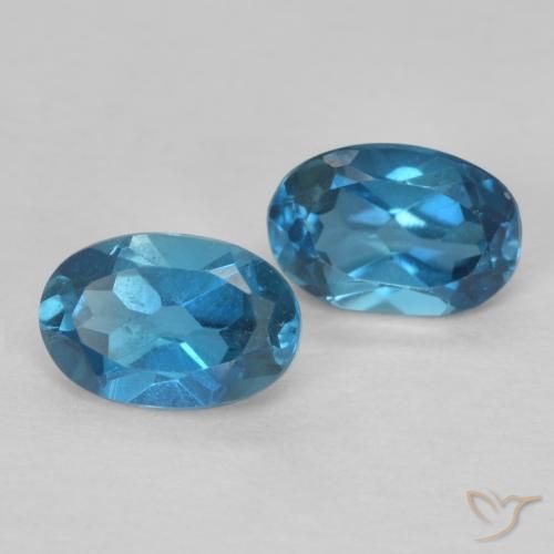 1.14 ctw Blue Topaz Stones, Natural Topaz in Oval Facet Shape for Sale