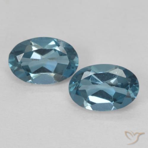 1.18 ct Loose London Blue Topaz, 6.2 x 4.2 mm Oval Cut From Brazil, Photo A