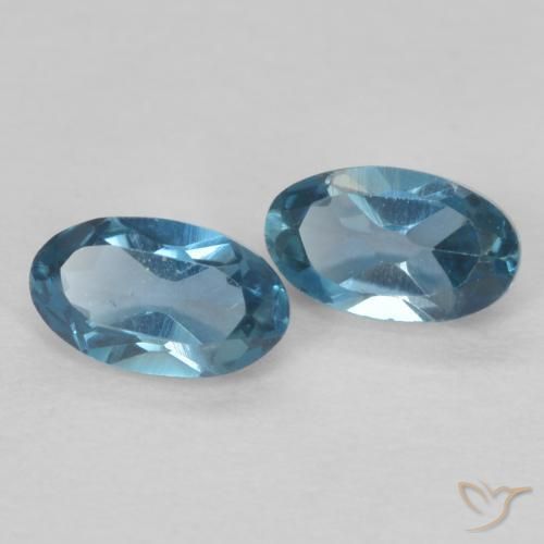 0.61 ctw Blue Topaz Stones, Natural Topaz in Oval Facet Shape for Sale