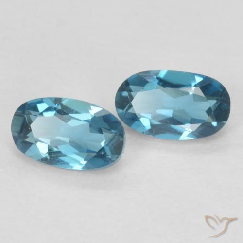 0.58 ctw Blue Topaz Stones, Natural Topaz in Oval Facet Shape for Sale