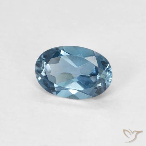 0.60 ct Blue Topaz Stone, Natural Topaz in Oval Facet Shape for Sale