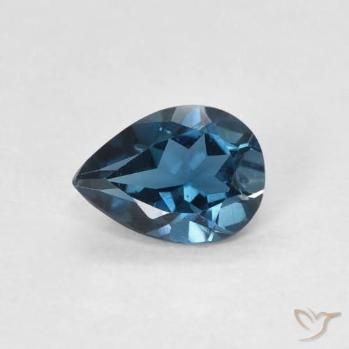 0.75ct Natural London Blue Topaz, Pear Shape, VVS-VS