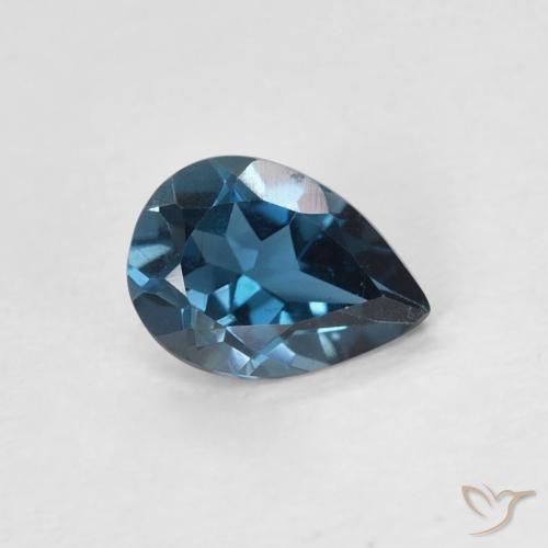 0.75 ct Blue Topaz Stone, Natural Topaz in Pear Facet Shape for Sale
