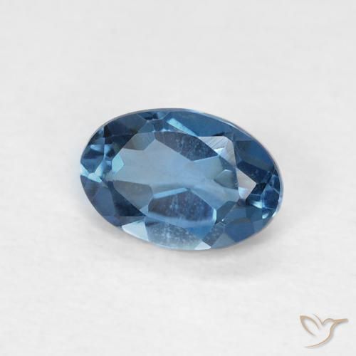 0.62 ct Blue Topaz Stone, Natural Topaz in Oval Facet Shape for Sale