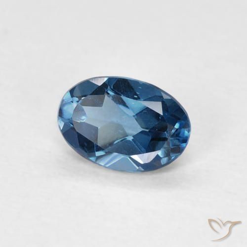 0.63 ct Blue Topaz Stone, Natural Topaz in Oval Facet Shape for Sale