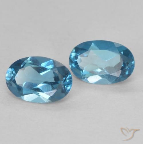 1.05 ctw Blue Topaz Stones, Natural Topaz in Oval Facet Shape for Sale