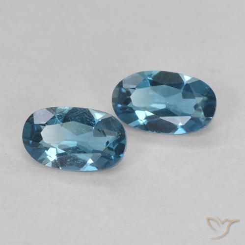 0.57 ctw Blue Topaz Stones, Natural Topaz in Oval Facet Shape for Sale