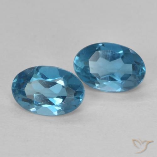 1.12 ctw Blue Topaz Stones, Natural Topaz in Oval Facet Shape for Sale