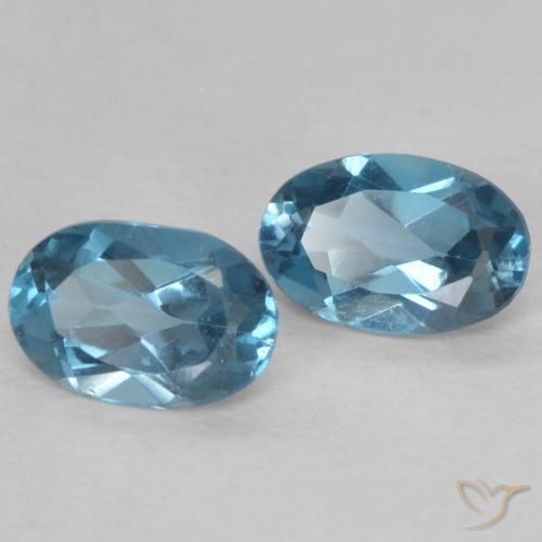 0.98 ctw Blue Topaz Stones, Natural Topaz in Oval Facet Shape for Sale