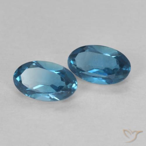 0.72 ctw Blue Topaz Stones, Natural Topaz in Oval Facet Shape for Sale