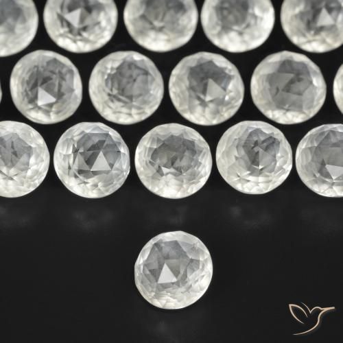 11.39 ctw White Topaz Stones, Natural Topaz in Round Rose-Cut (double sided) Shape for Sale