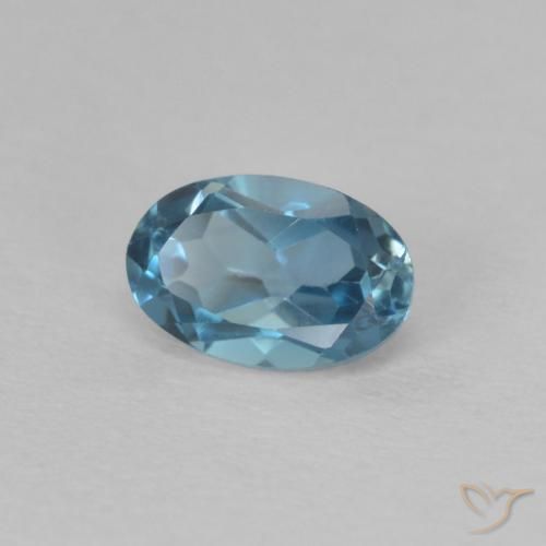 0.64 ct Blue Topaz Stone, Natural Topaz in Oval Facet Shape for Sale