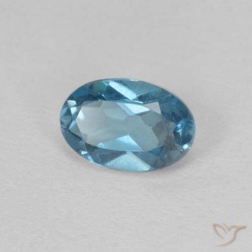 0.67 ct Blue Topaz Stone, Natural Topaz in Oval Facet Shape for Sale